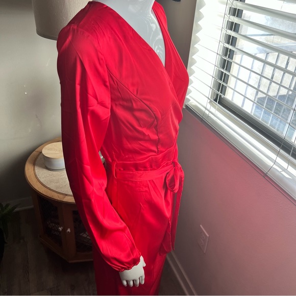 Zesica Red Wrap Style Dress - Picture 9 of 9